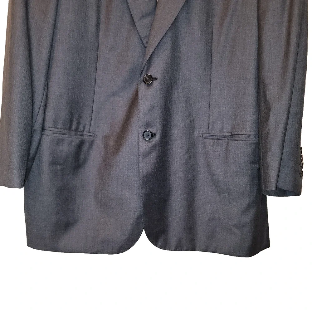 Brioni Mens Gray Wool Colosse Double Vented Blazer Suit Jacket Size 44R Classic